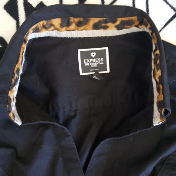 Express Black Cheeta Button Down - Picture 3 of 5
